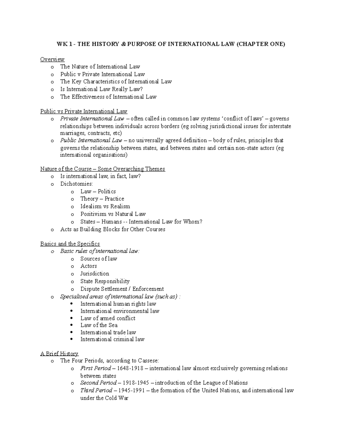 LAWS2000 WEEK 1 & 2 Notes - WK 1 - THE HISTORY & PURPOSE OF ...