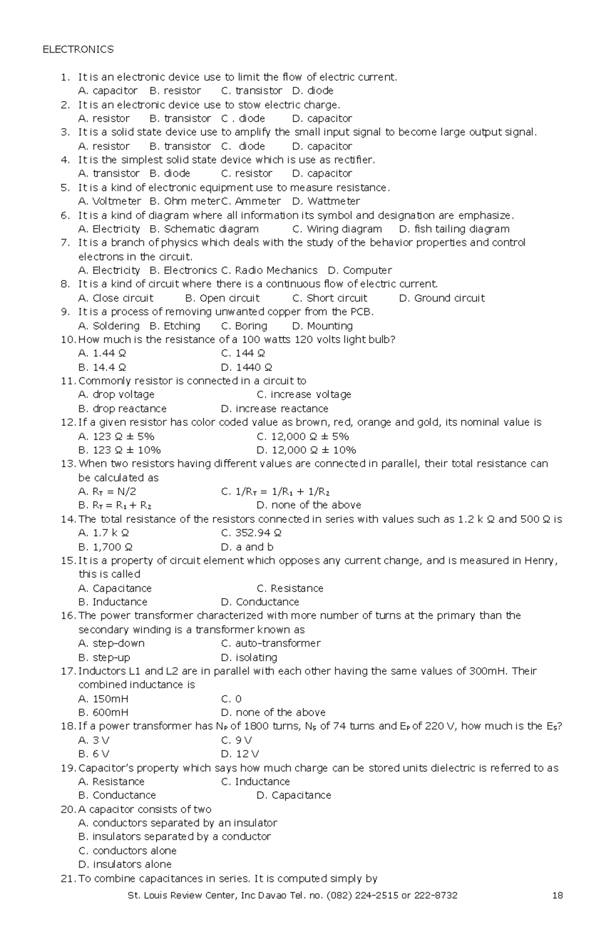 Tle Major Test Set 001 Electronic - ELECTRONICS It is an electronic ...