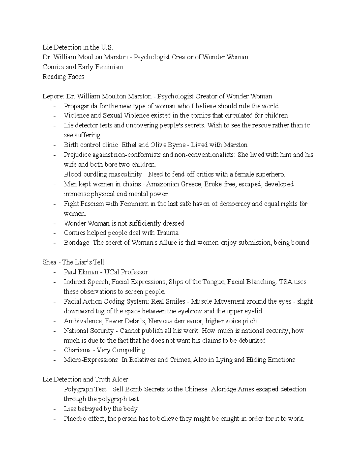 Lie Detection Notes - Lie Detection in the U. Dr. William Moulton ...