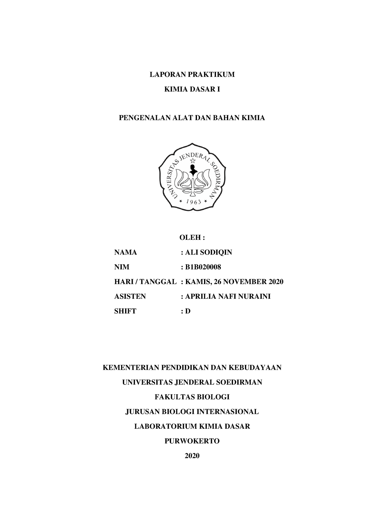 Jurnal Praktikum Pengenalan ALAT DAN BAH - LAPORAN PRAKTIKUM KIMIA ...