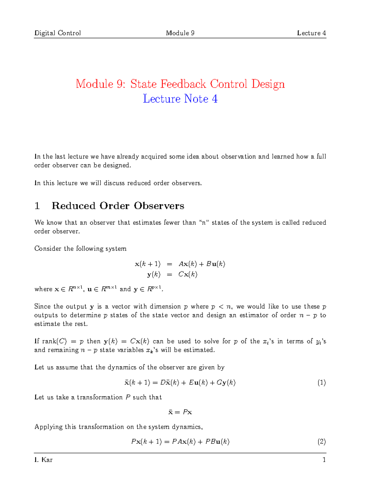 M9 lec4 - Official university provided lecture notes from Professor ...