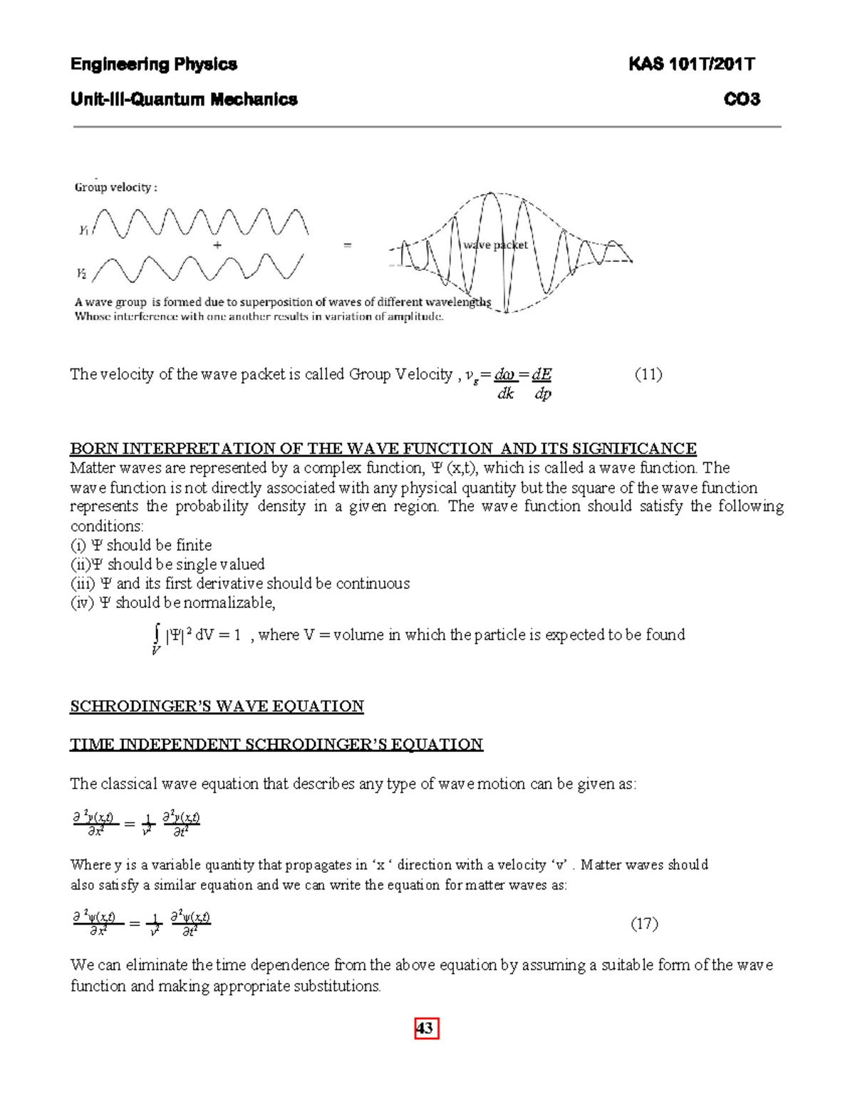 Engineering Physics (Notes)10 Engineering Physics KAS 101T/201T Unit
