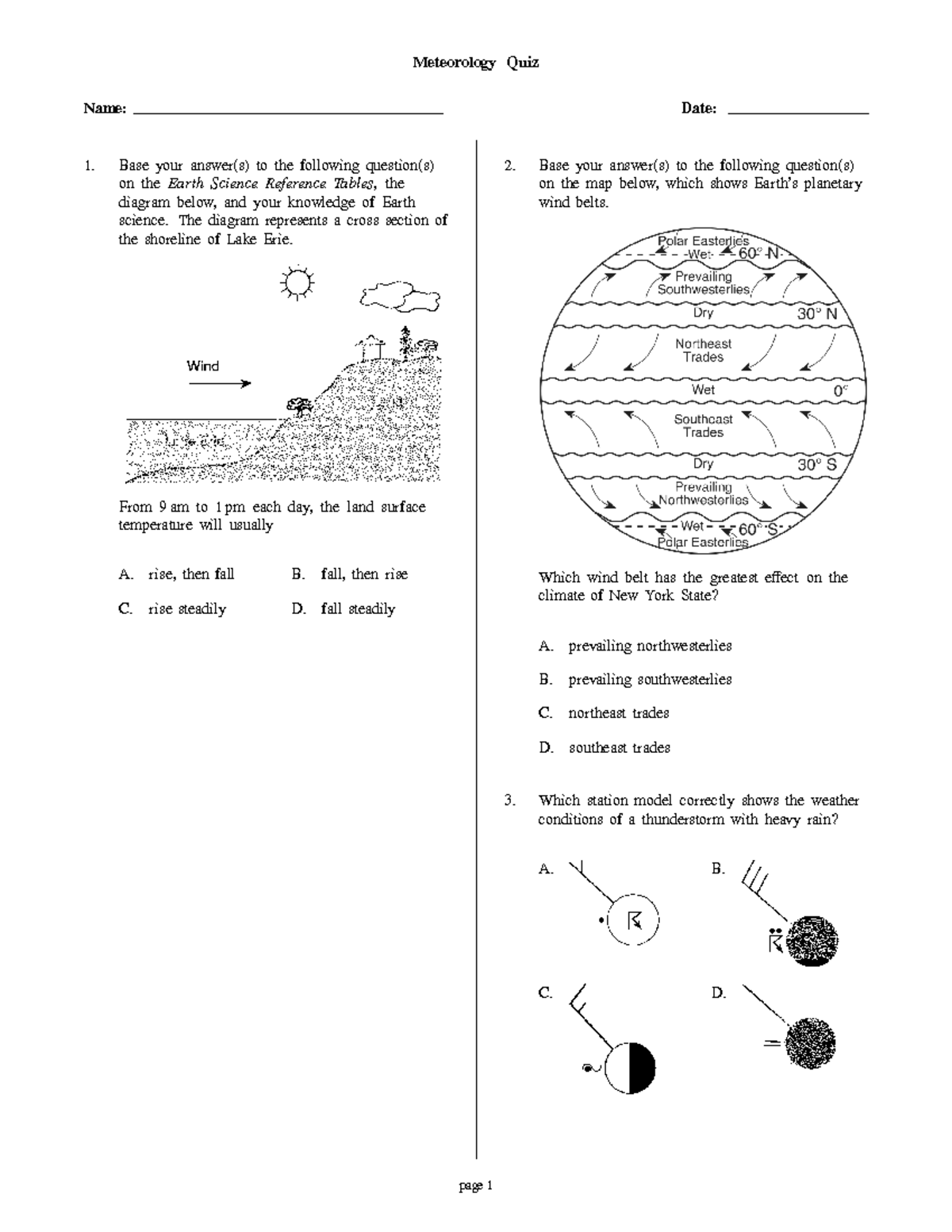 A - Meteorology Test - Ygciurekcheich - Meteorology Quiz Name: Date ...