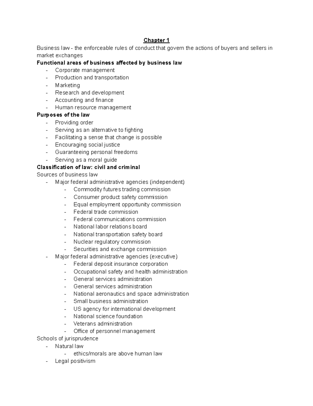 324 Lecture Notes - Chapter 1 Business Law - The Enforceable Rules Of ...