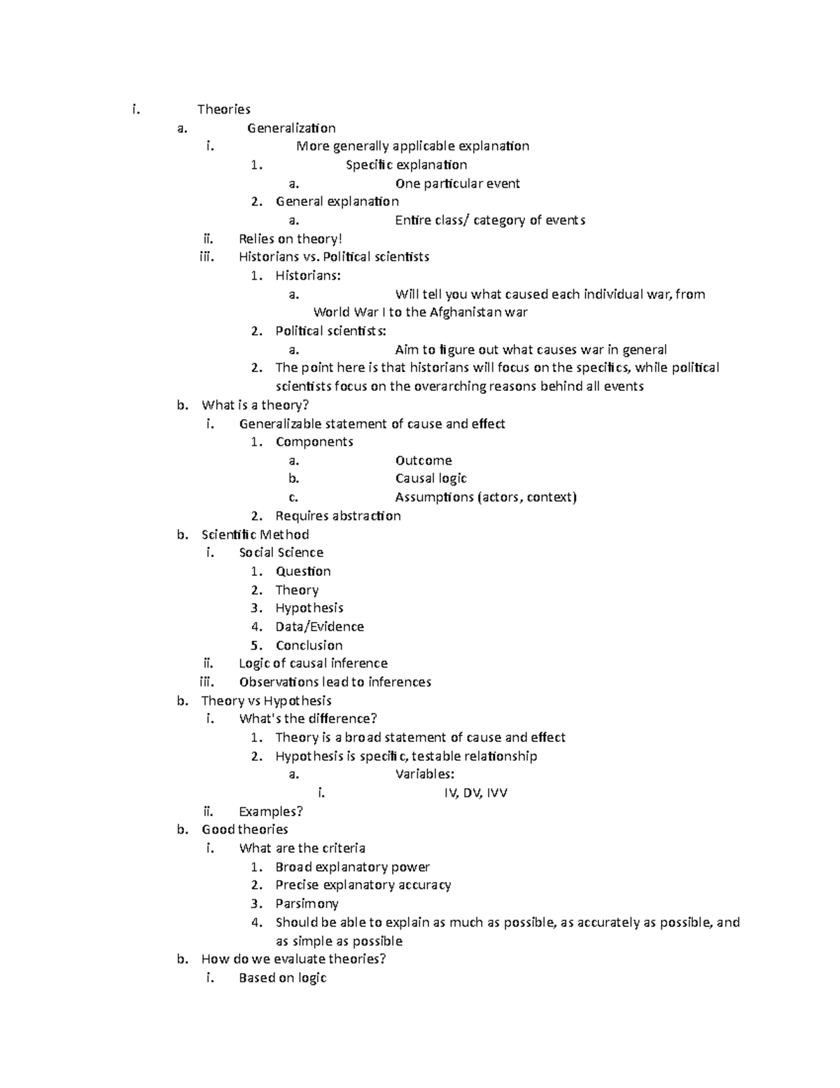 What is theory - Lecture notes 1 - i. Theories a. Generalization i ...