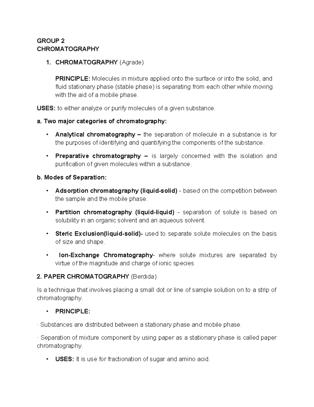 Group-2 - clincial chemistry topics - GROUP 2 CHROMATOGRAPHY ...
