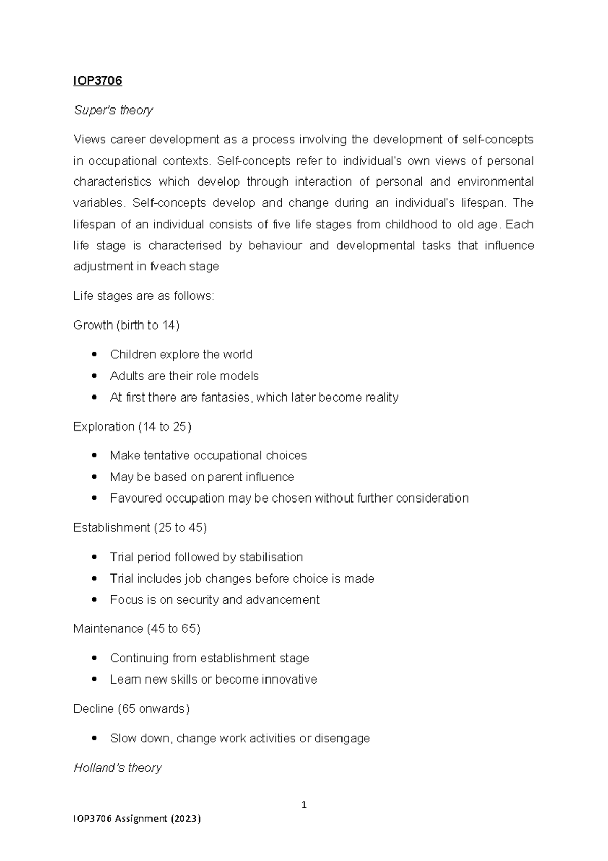 IOP3706 Assignment (2023) - IOP Super’s theory Views career development ...
