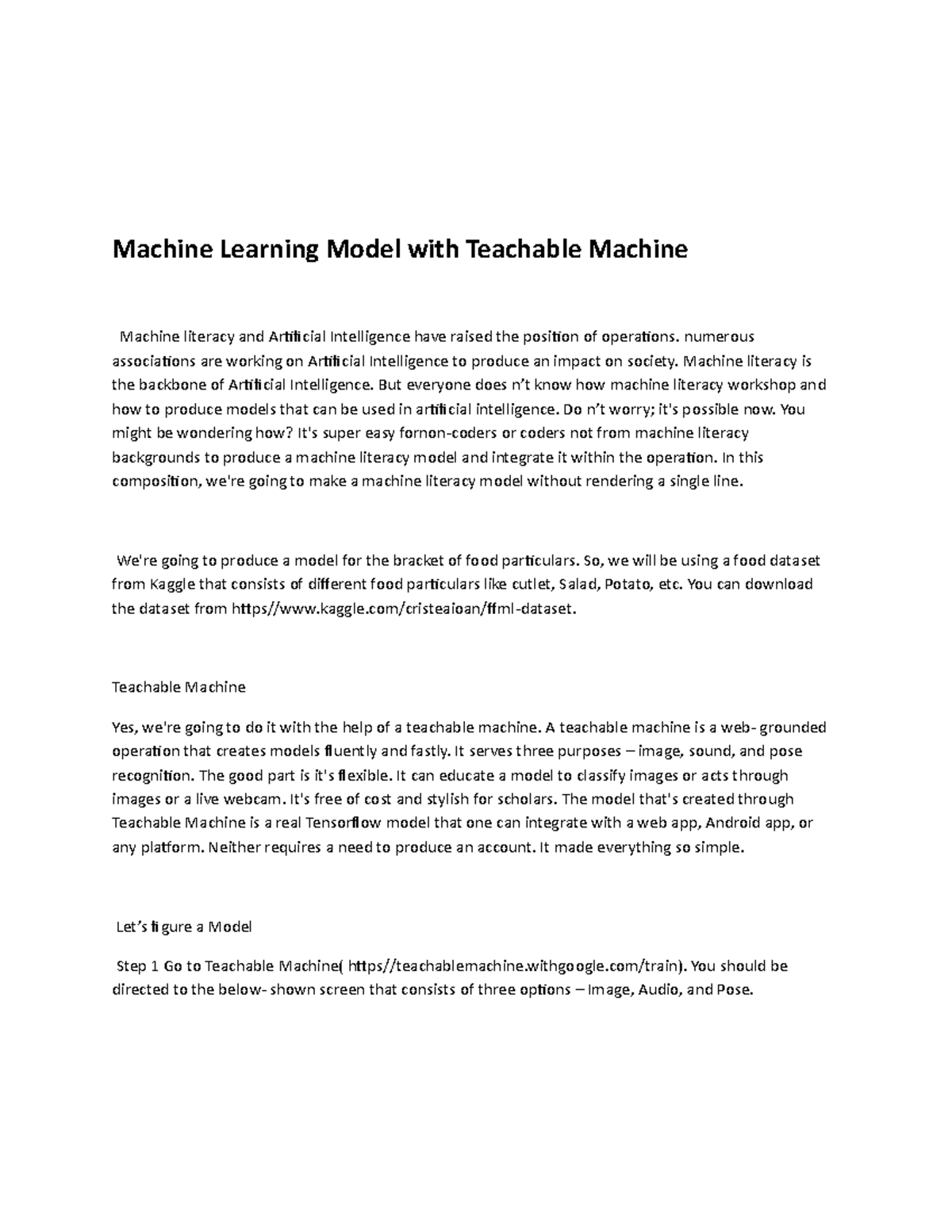 Machine Learning Model with Teachable Machine - numerous associations ...