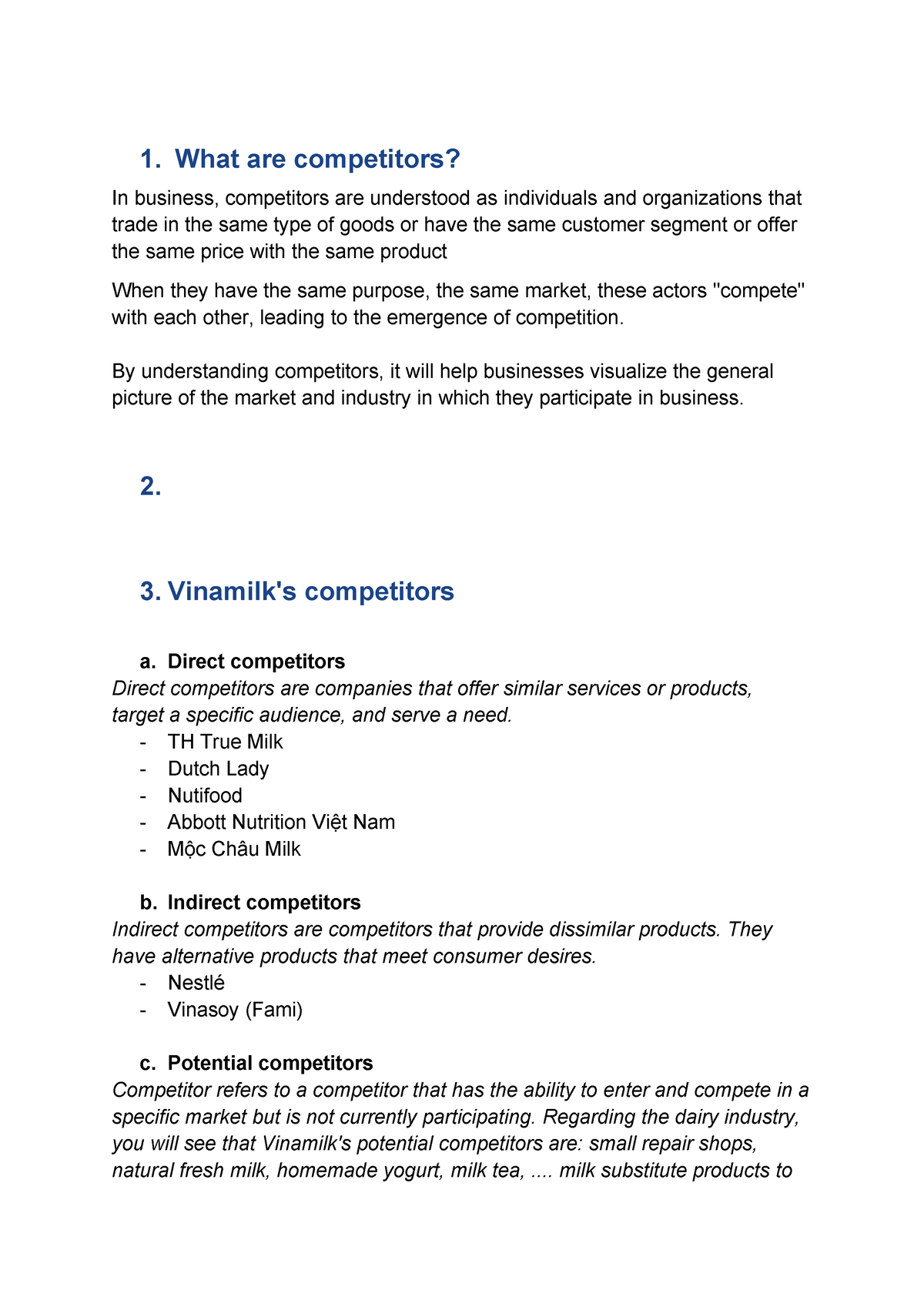 competitors in business essay