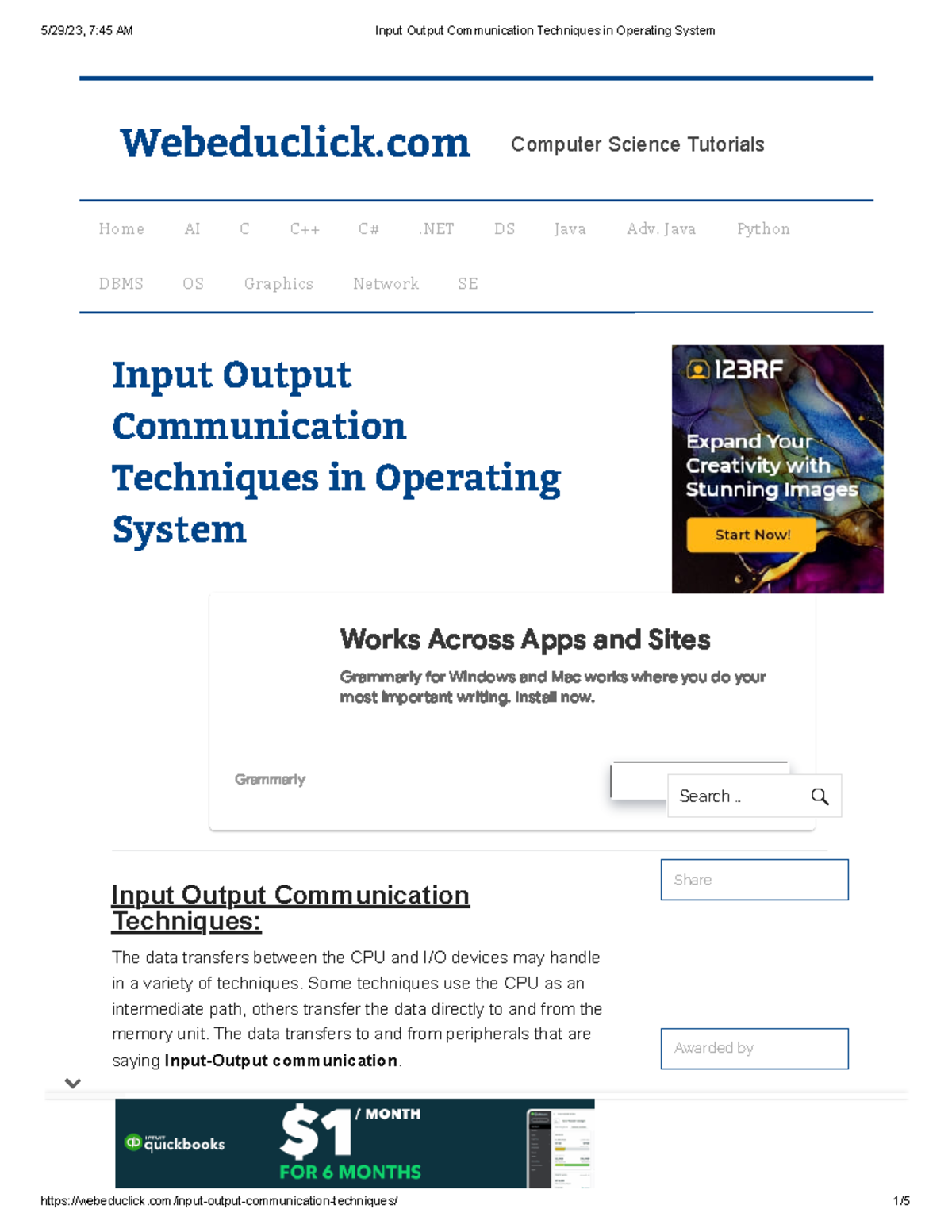 Input Output Communication Techniques in Operating System - Webeduclick ...