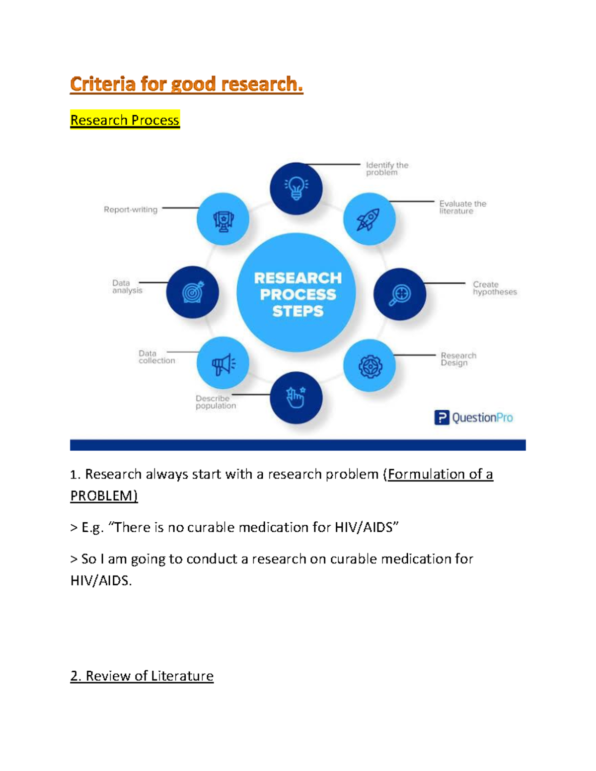 Research Process 1 notes - Research Process Research always start with ...