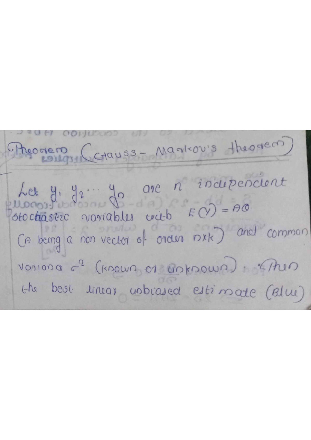 Gauss Markov's Theorem - Basic Statistics - Studocu