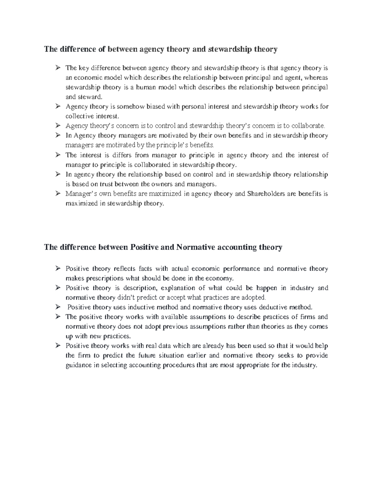 Diffence Between Accounting Theories The Difference Of Between Agency Theory And Stewardship 1204