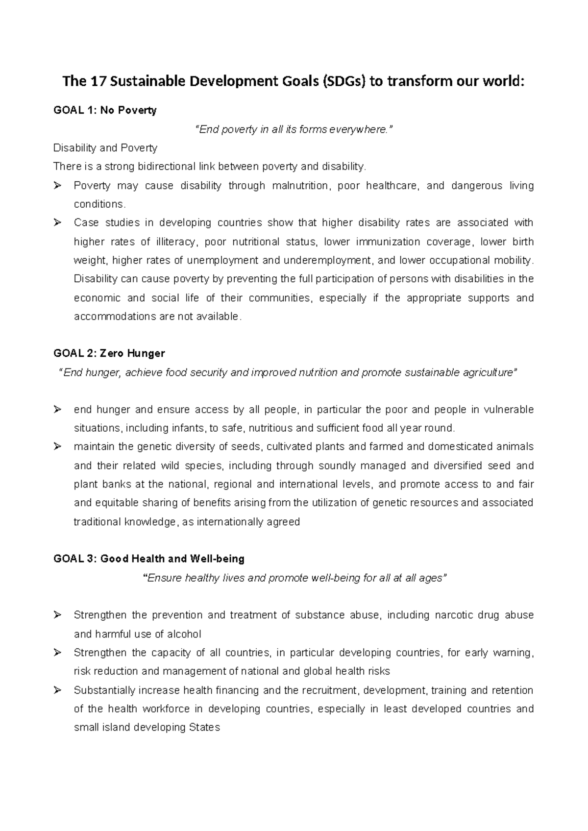 The 17 Sustainable Development Goals smry - ” Disability and Poverty ...