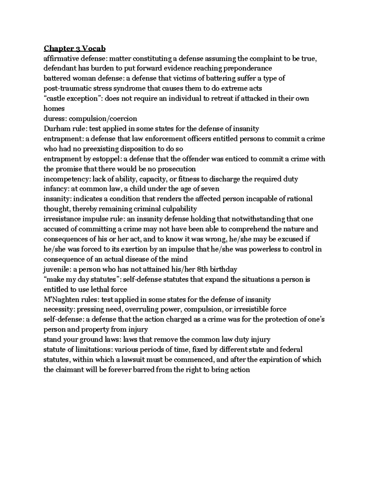 Chp 3 Criminal Law Vocab - Chapter 3 Vocab affirmative defense: matter ...