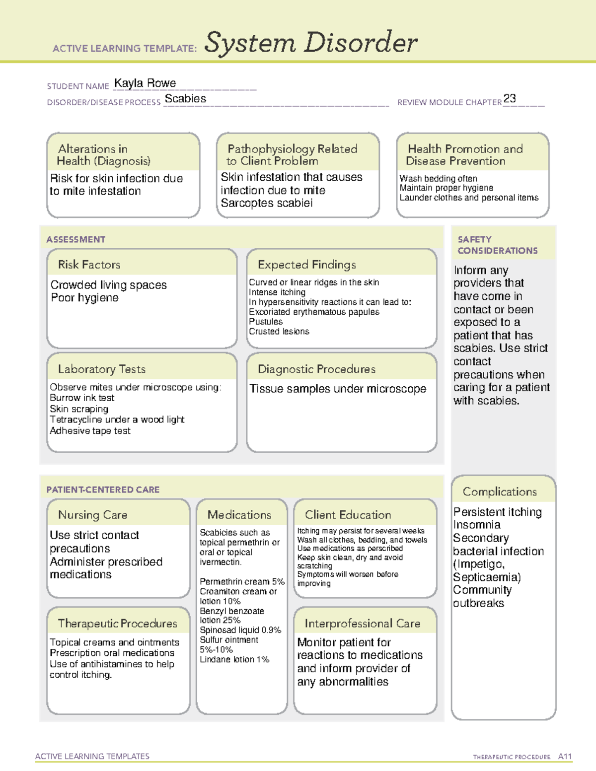 Scabies SDT - ACTIVE LEARNING TEMPLATES THERAPEUTIC PROCEDURE A System ...