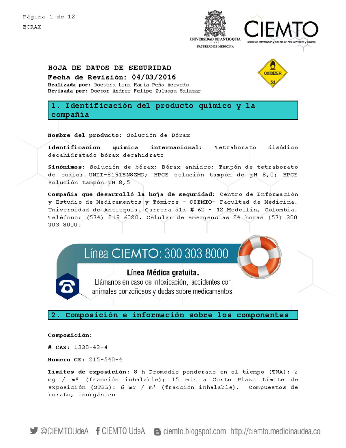 Borax N - Procedimiento De Fumigacion Con Polvo - BORAX HOJA DE DATOS ...