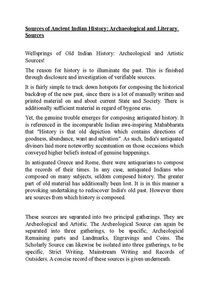 Sources of Ancient Indian History Archaeological and Literary Sources