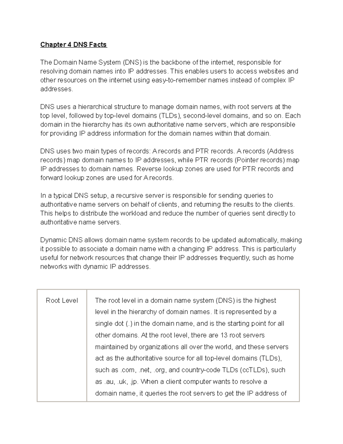 Chapter 4 DNS Facts - Chapter 4 DNS Facts The Domain Name System (DNS ...