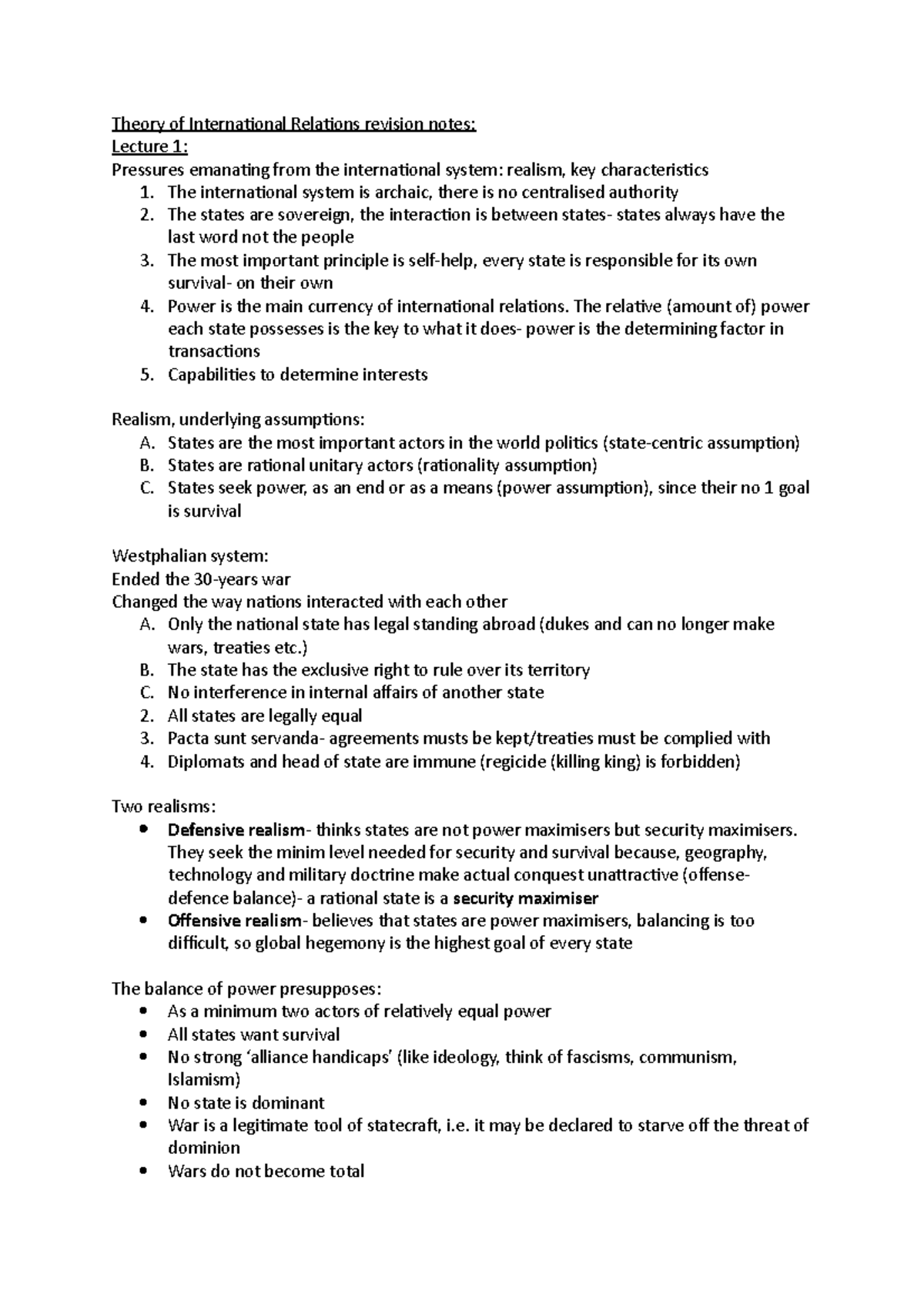 theory-of-international-relations-revision-notes-the-international