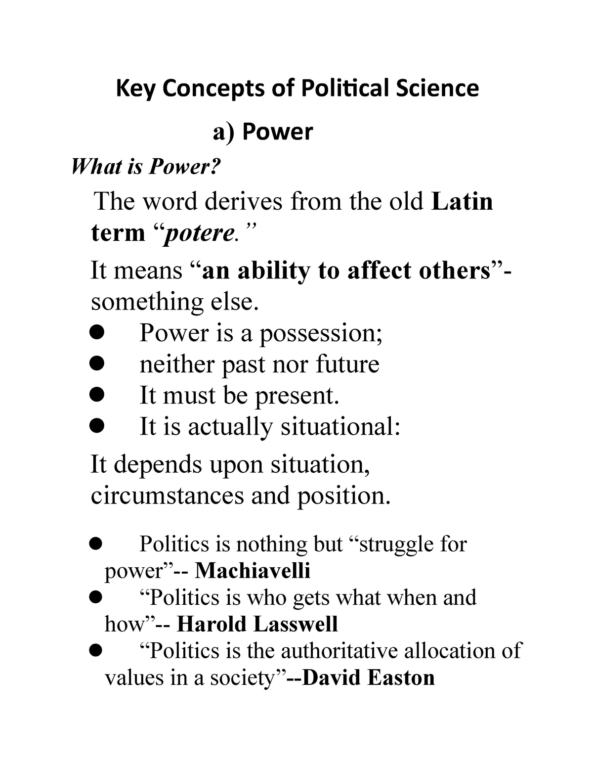 Key Concepts Of Political Science It Means An Ability To Affect 