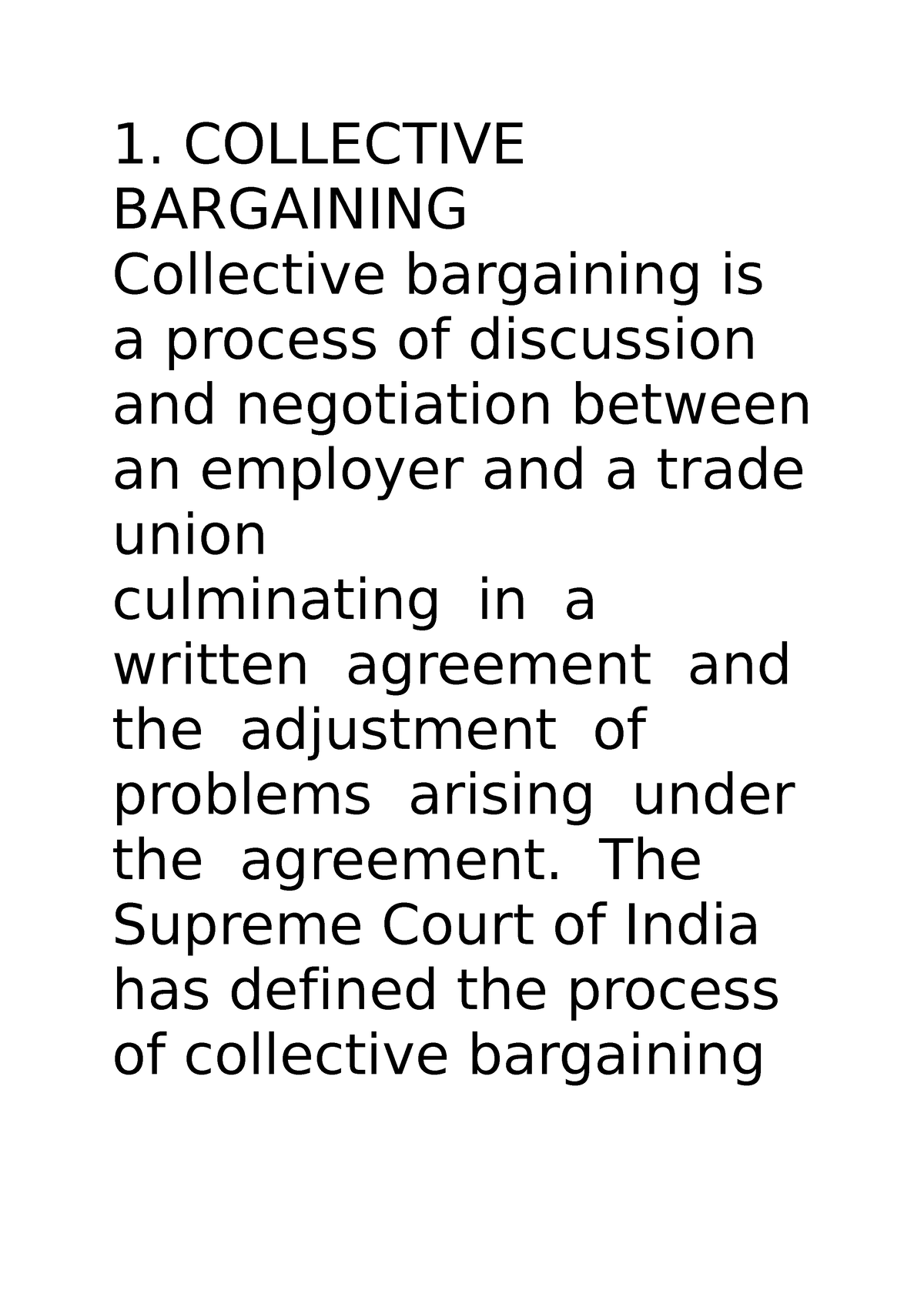 case study on collective bargaining with solution in india