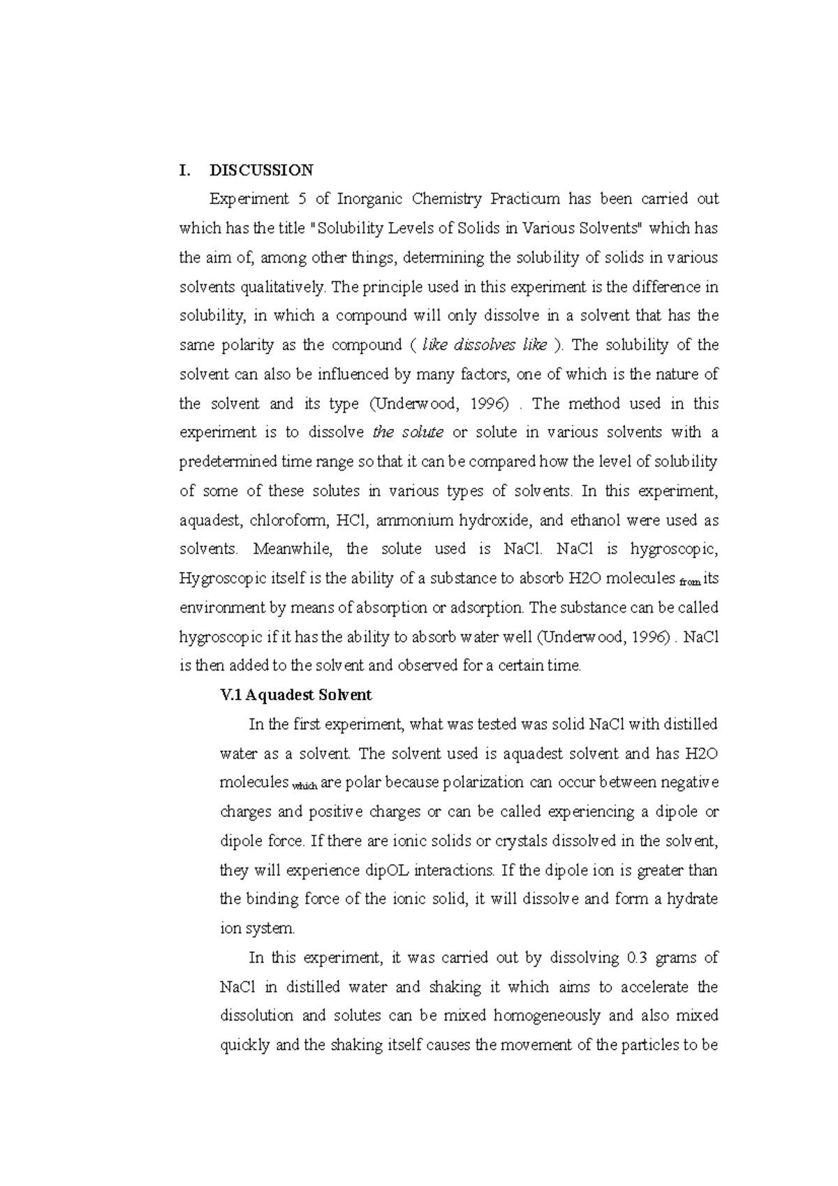 Discussion P5 Chemistry - I. DISCUSSION Experiment 5 of Inorganic ...