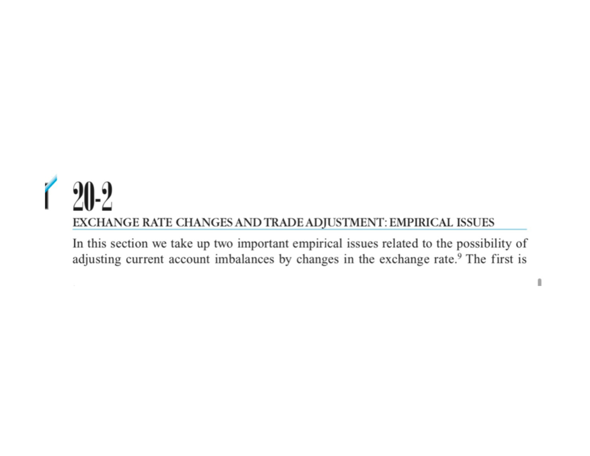 Exchange RATE Changes AND Trade Adjustment Empirical Issues MACRO