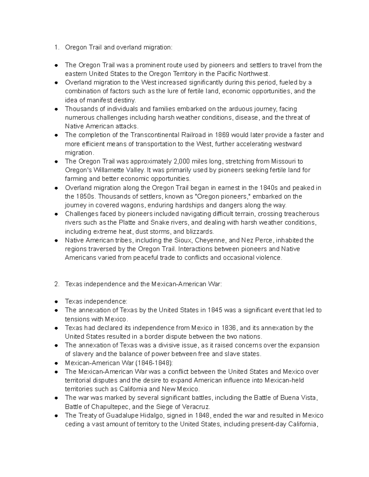 Apush Unit5 Oregon Trail and overland migration The Oregon Trail was