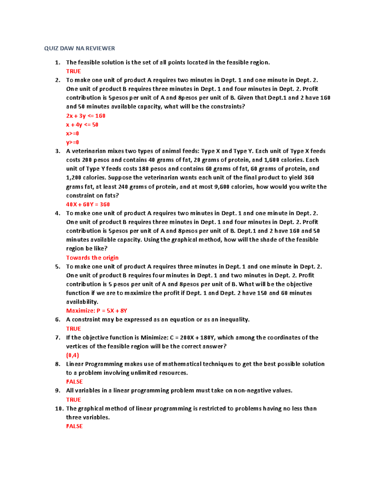 MS- Reviewer - , yficitxtxickkgv - QUIZ DAW NA REVIEWER 1. The feasible ...