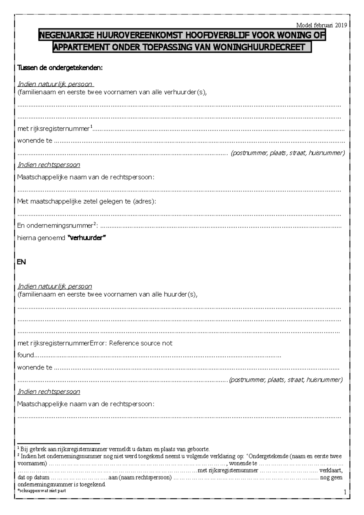 Modelcontract 9 Jaar Woninghuur - NEGENJARIGE HUUROVEREENKOMST ...