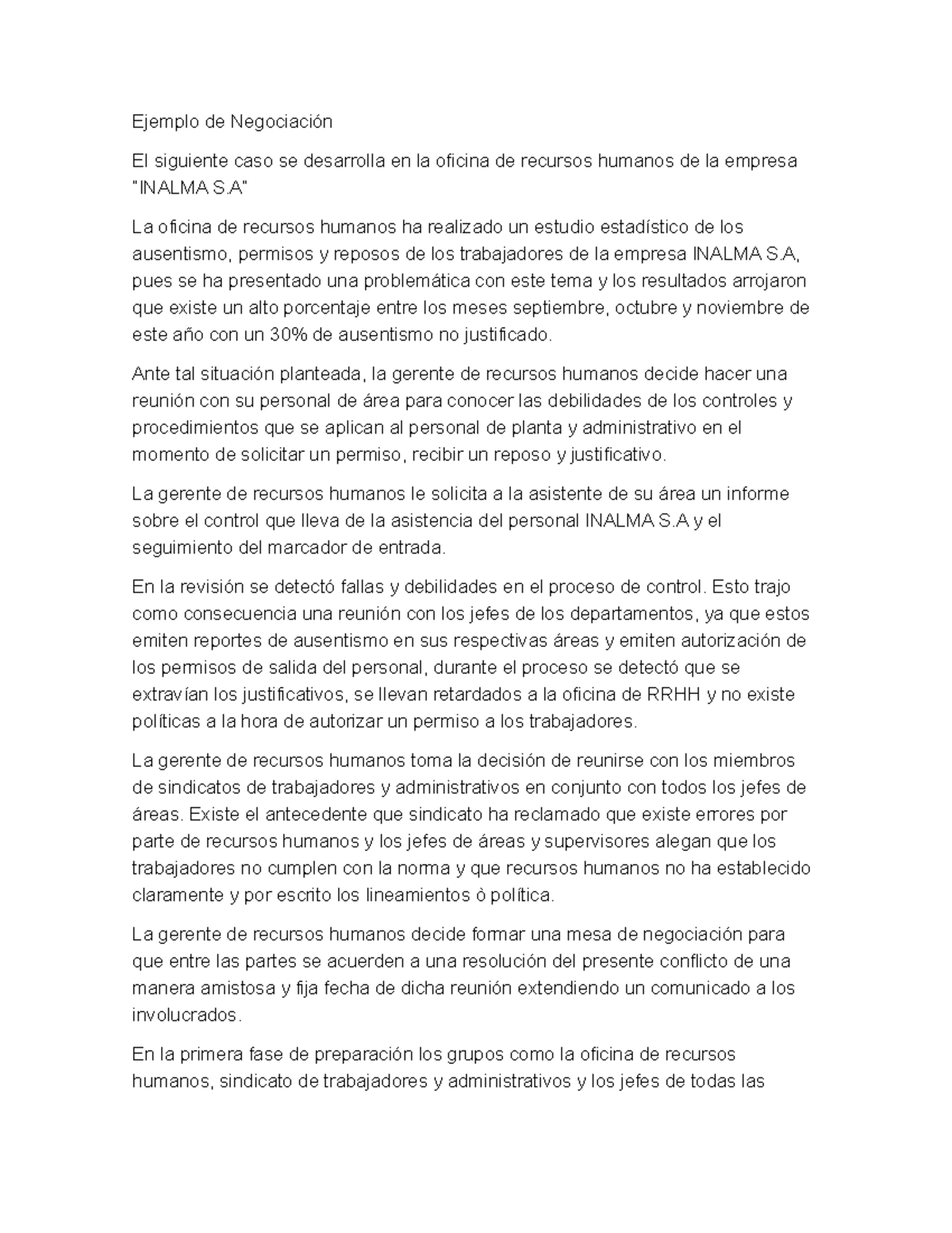 Ejemplo de Negociación Ejemplo de Negociación