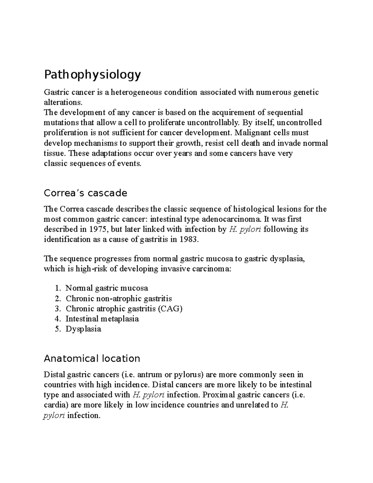 Pathophysiology of gastric cancer - Pathophysiology Gastric cancer is a ...