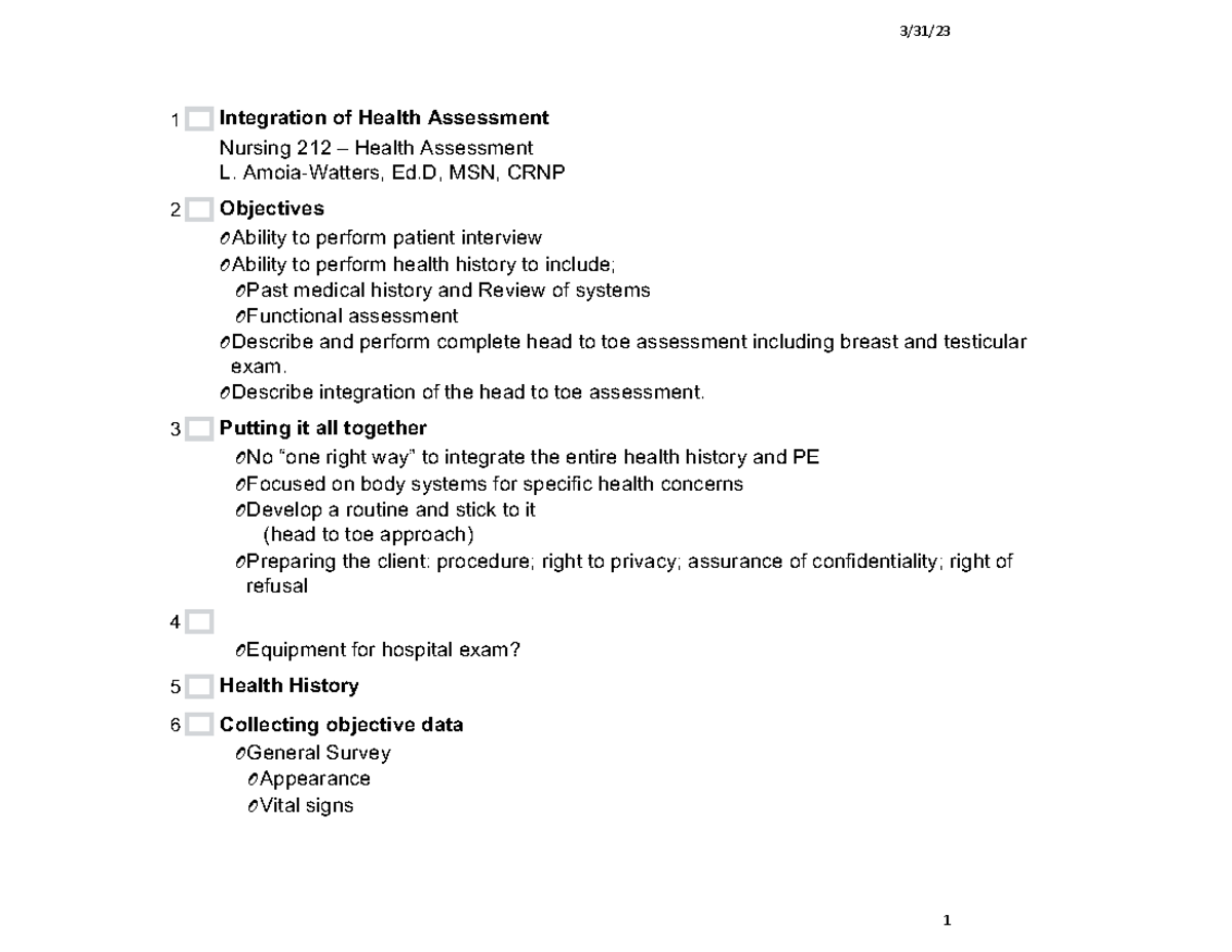 Nur 212 Integration, Breast, Testes-2019-Studentspptx - 3/31/ 1 ...