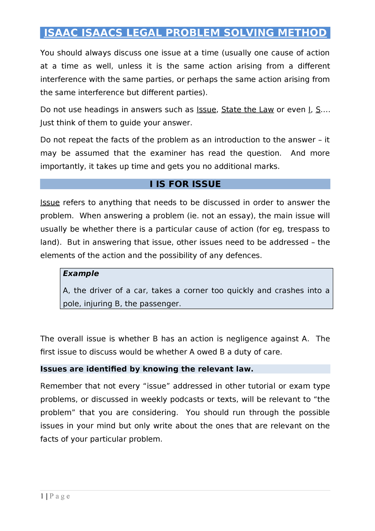 2 Isaac Isaacs - Lecture notes - ISAAC ISAACS LEGAL PROBLEM SOLVING ...