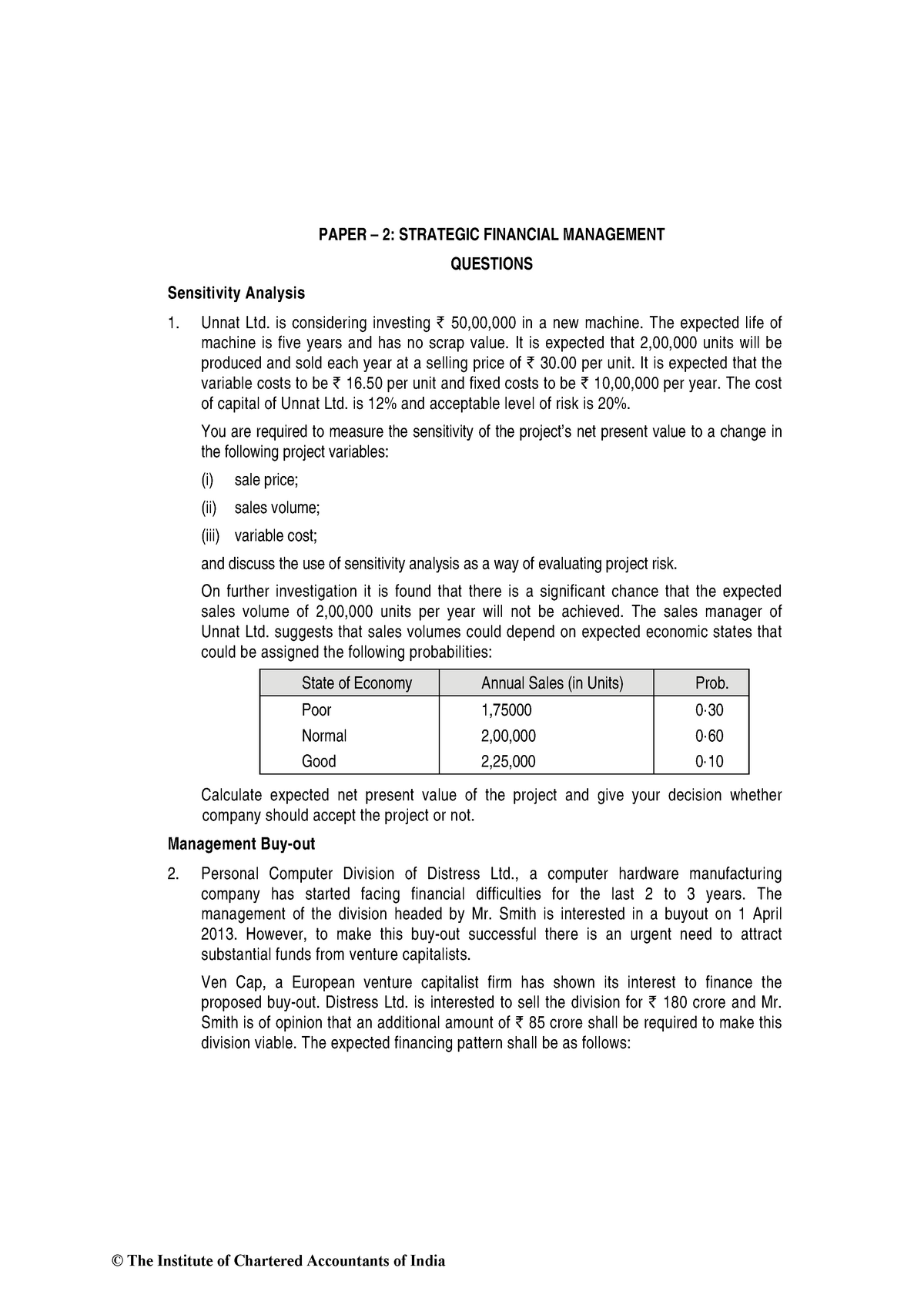 May 2014 - PAPER – 2: STRATEGIC FINANCIAL MANAGEMENT QUESTIONS ...