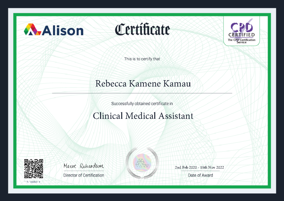 Rkk alison - computer science - Rebecca Kamene Kamau Clinical Medical ...