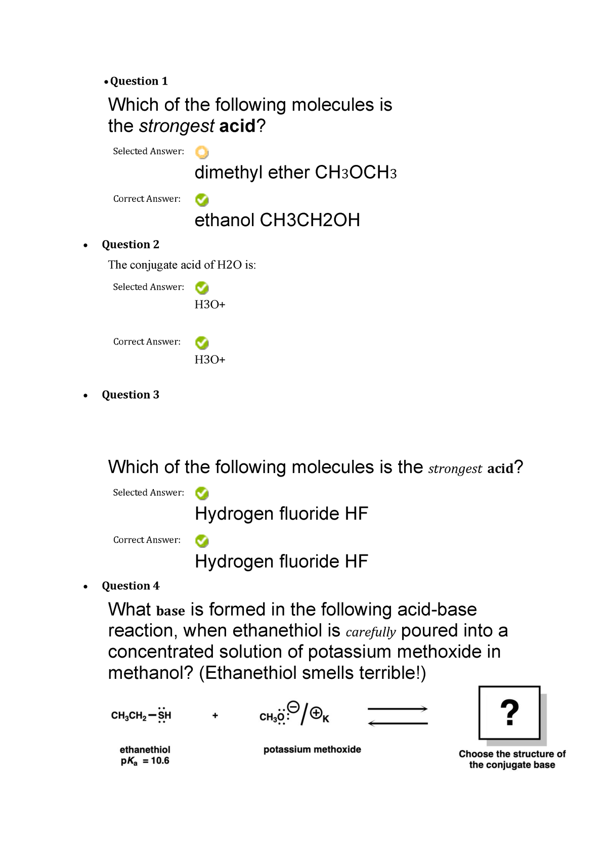 Blackboard Quizes - x Question 1 Which of the following molecules is ...