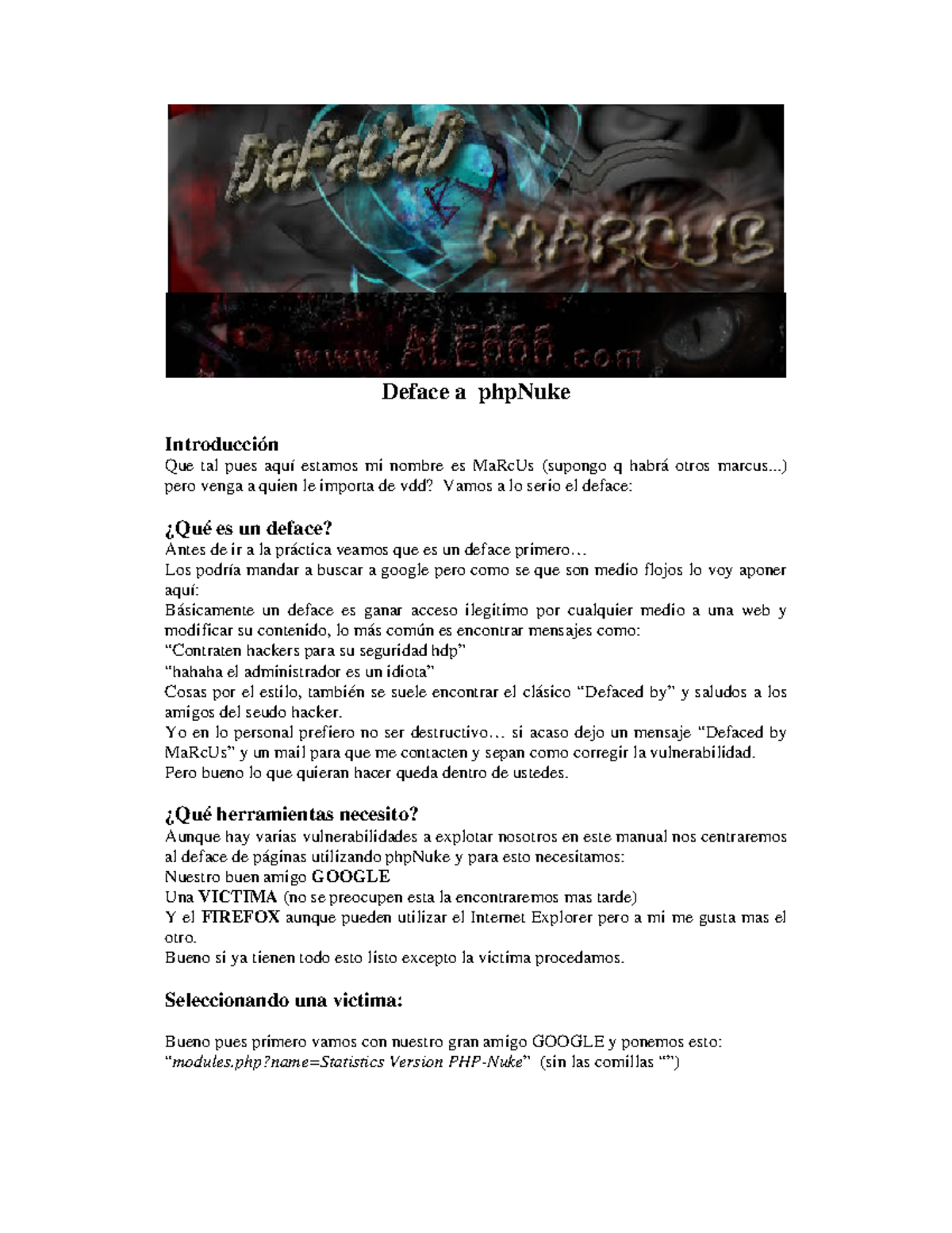 Defaceando - phpnuke - HOLA COMO ESTAN TODOSSSSSASASA - Deface a ...