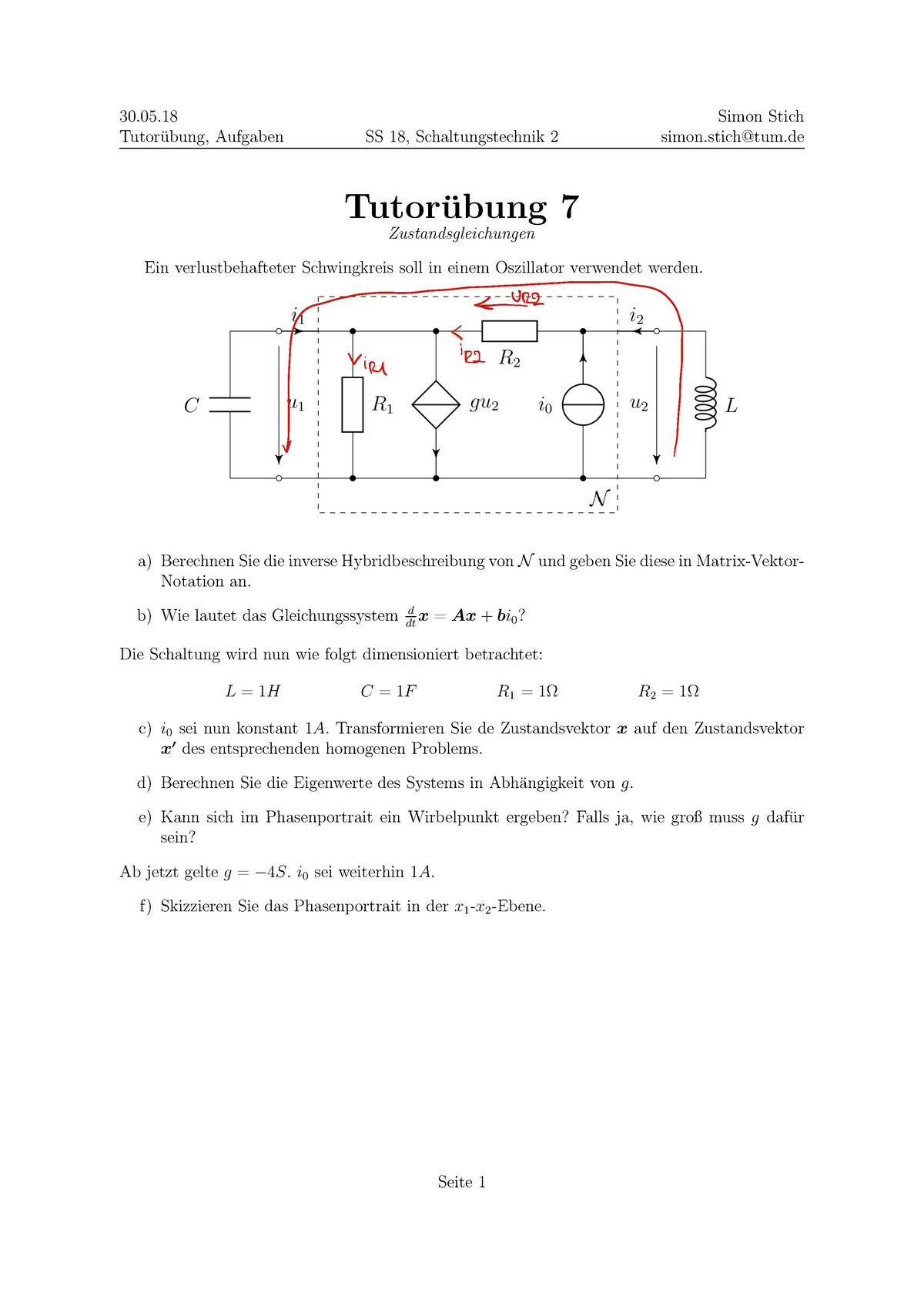 Schaltungstechnik 2 - TÜ7 - 30.05 Ubung, Aufgaben SS 18 ...