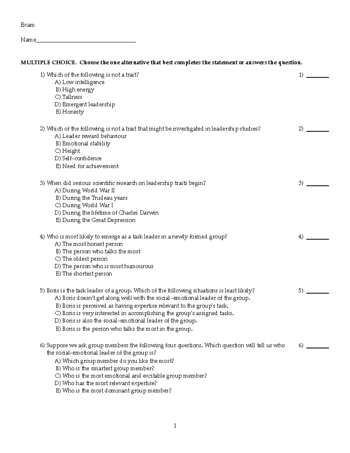 Chapter 9 - notes - Exam Name ...