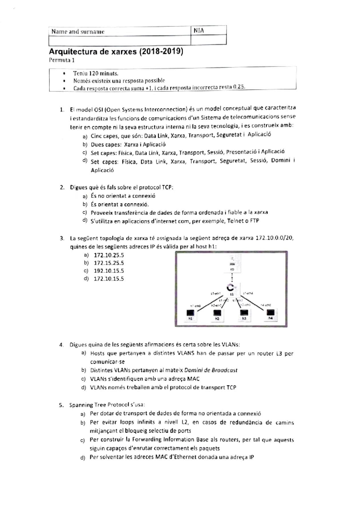 Examen Final 2018-2019 - Machine Learning - b) c) d) a) b) c) d) a) b ...
