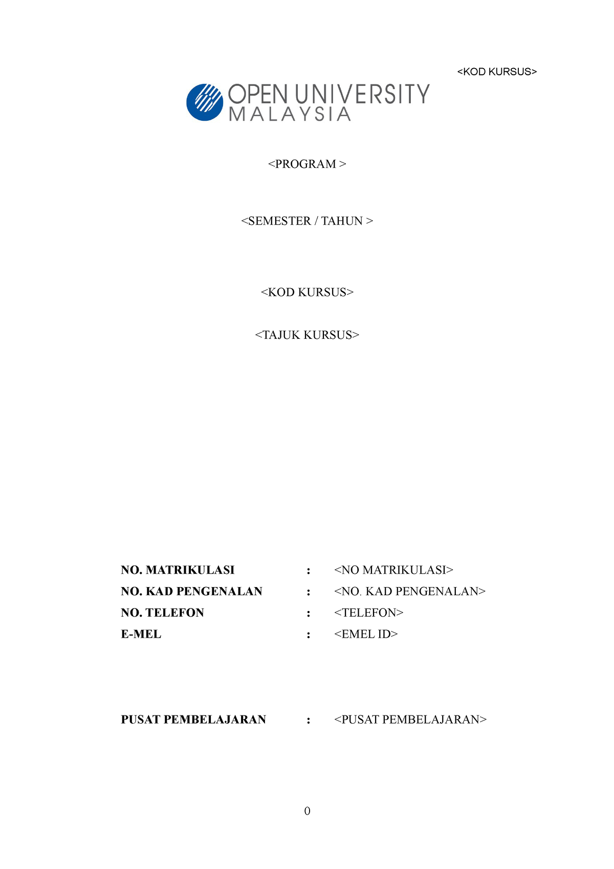 open university assignment layout