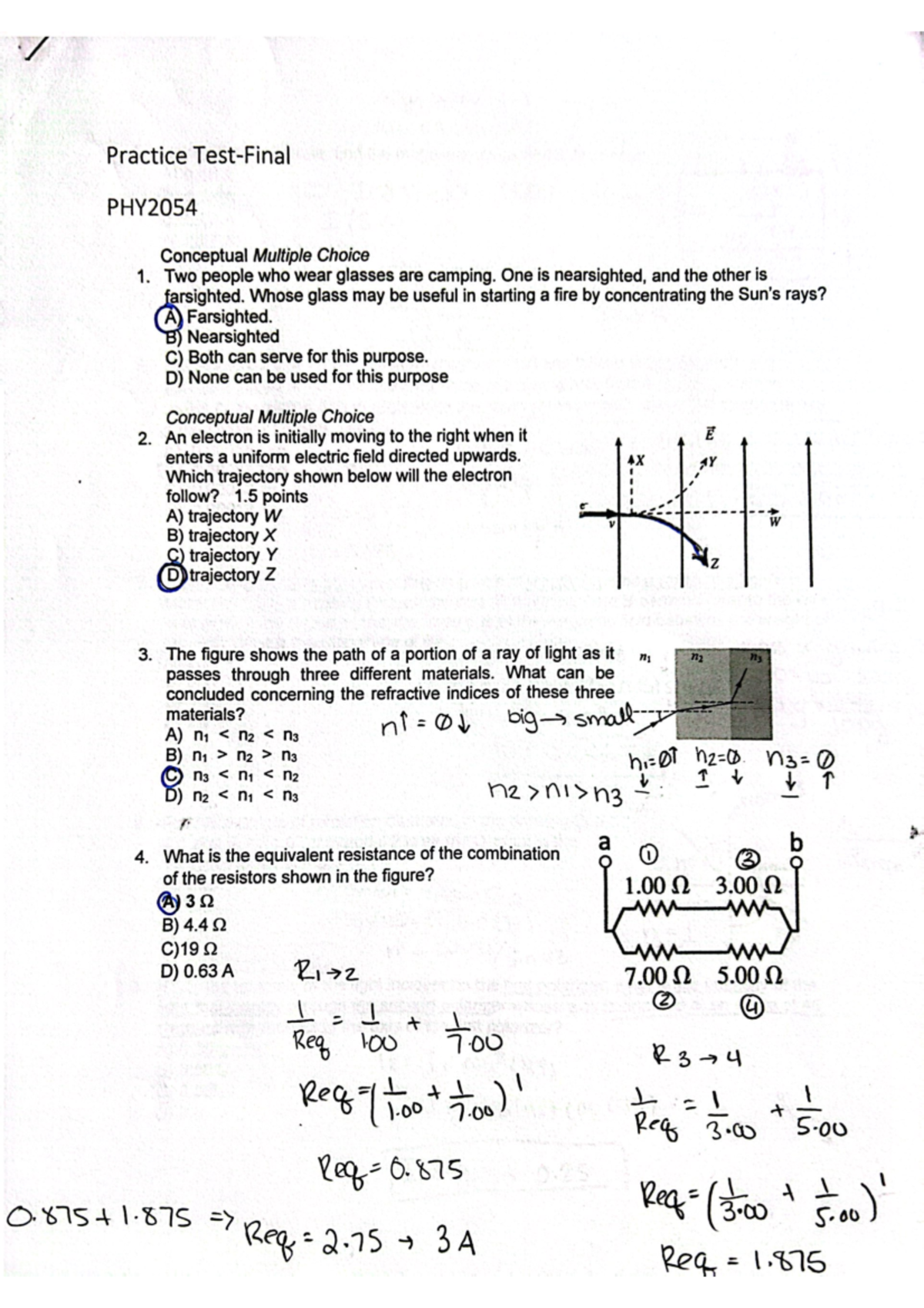 Final Practice Exam Dr. Kadel - PHY 2054 - Studocu