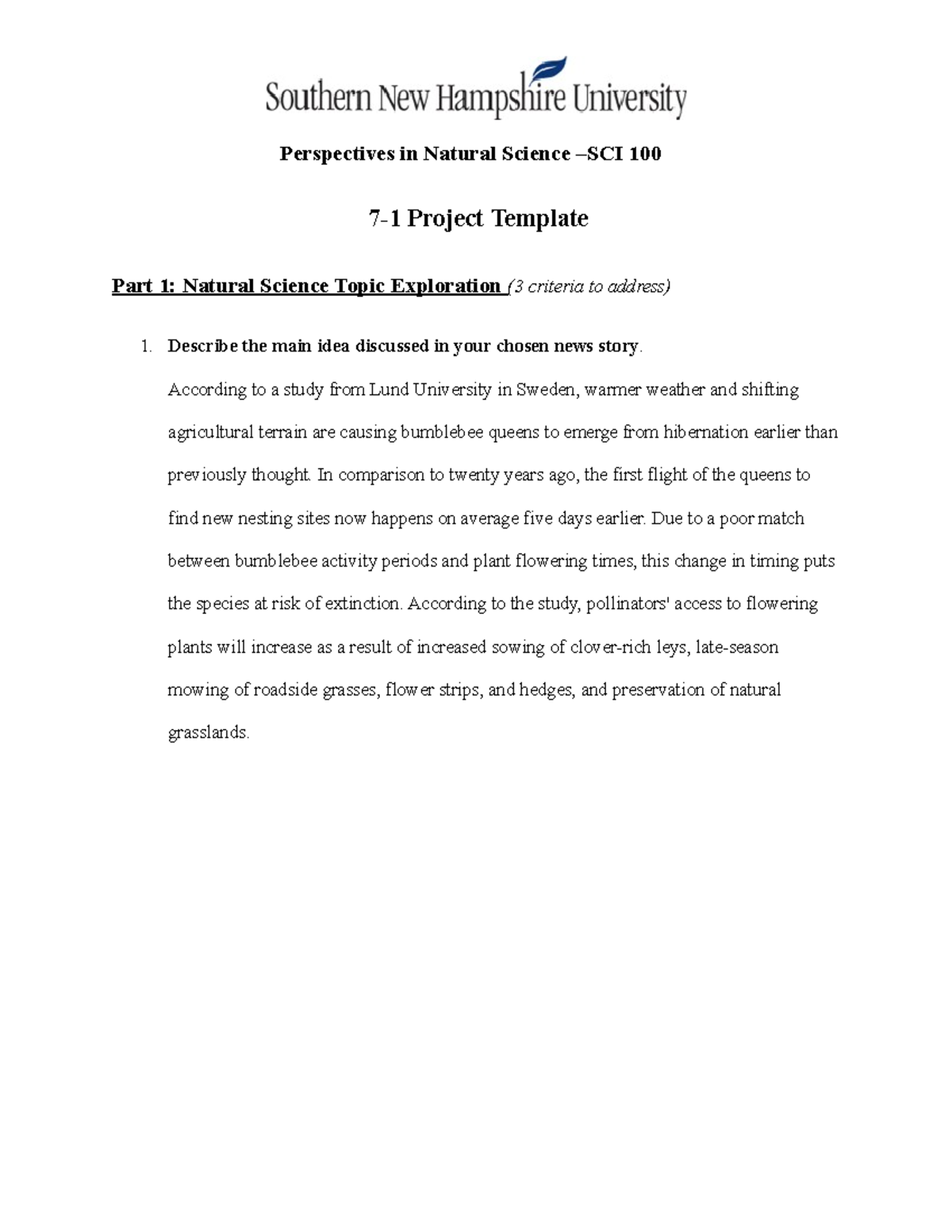 Project 7-1 - Perspectives in Natural Science –SCI 100 7-1 Project ...
