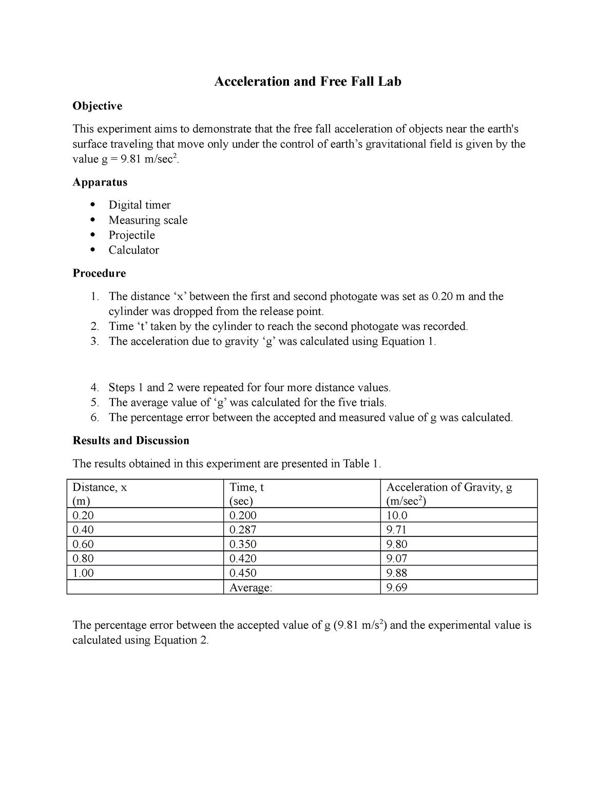 homework(2) acceleration and freefall