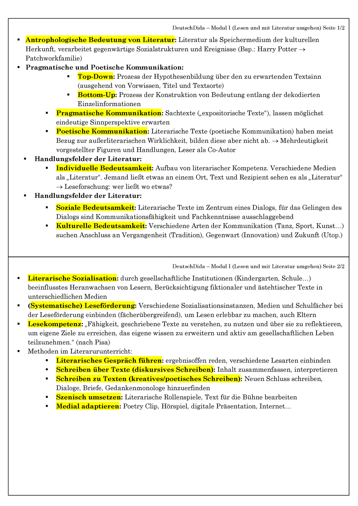 Baasismodul Deutschdidaktik Deutschdida Modul I Lesen Und Mit Literatur Umgehen Seite