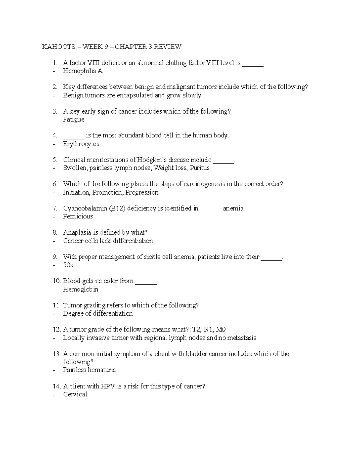 Kahoots WEEK 9 Chapter 3 Review NUR2063 Studocu