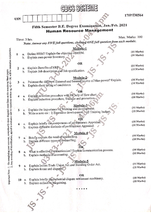 Notes HRM 18IM751 2021-22 - HUMAN RESOURCE MANAGEMENT – 18 IM 751 ...