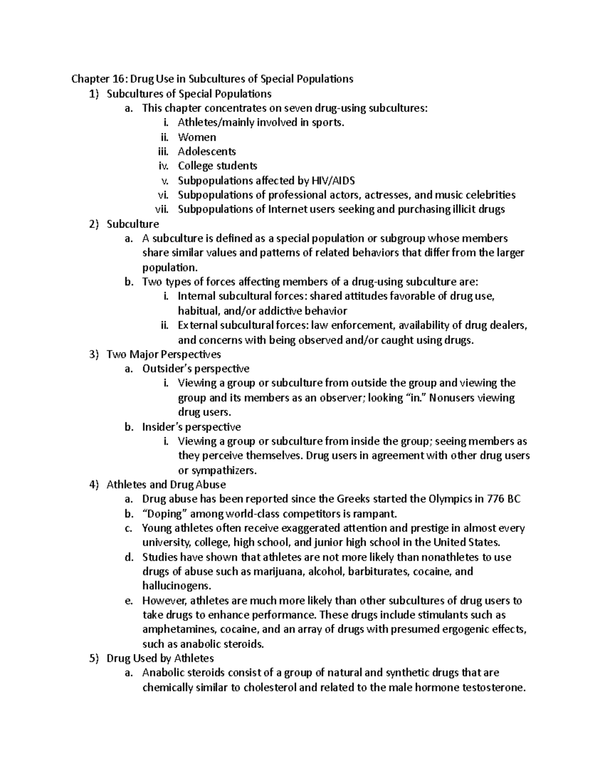 Chapter 16 Chapter 16 Drug Use in Subcultures of Special Populations